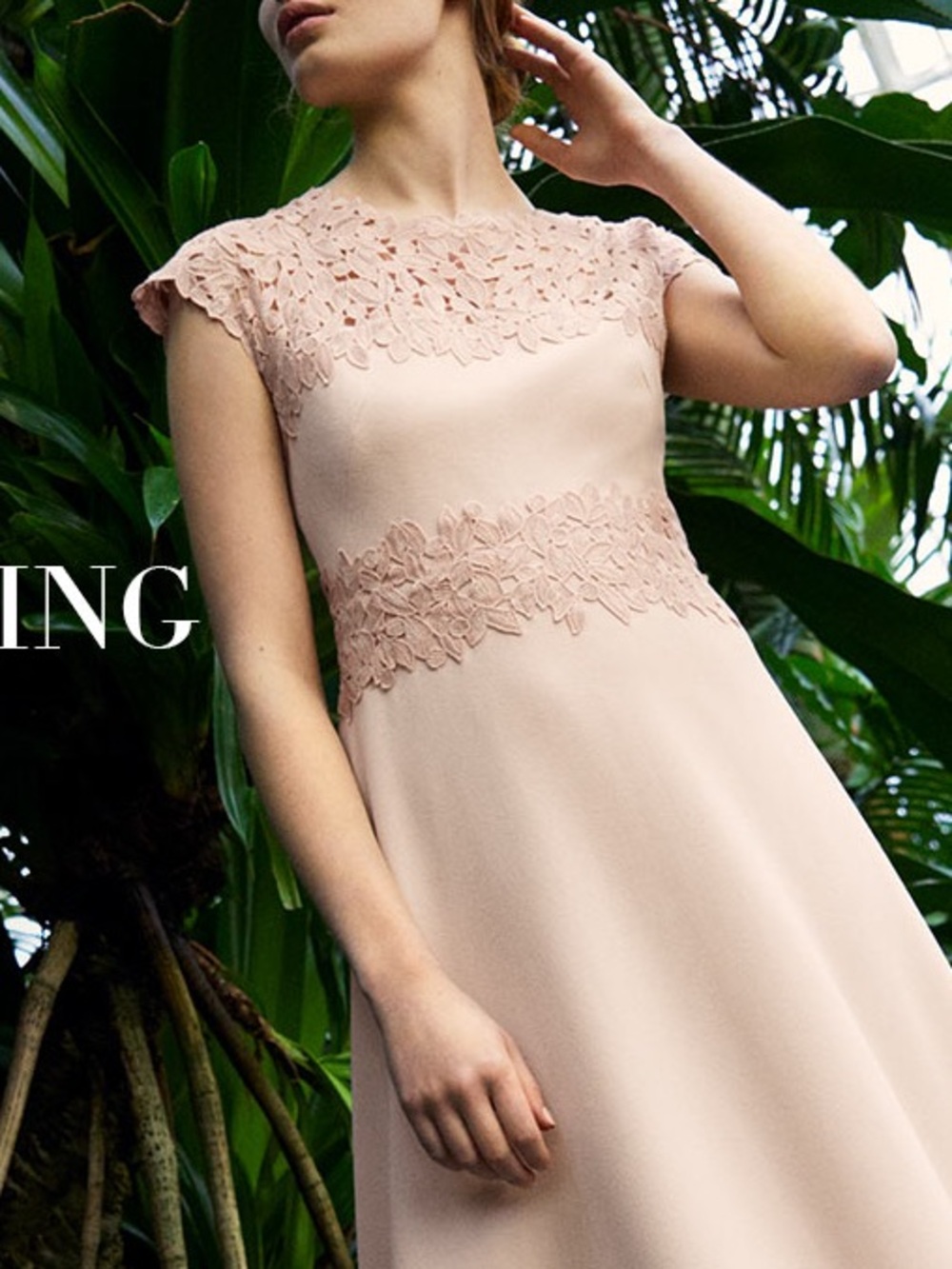 LK Bennett Dr Selene Putty Pink Crepe Lace Dress Sz 10